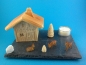 Preview: Räucherhaus mit Naturschiefersockel, Rehen und Teelicht